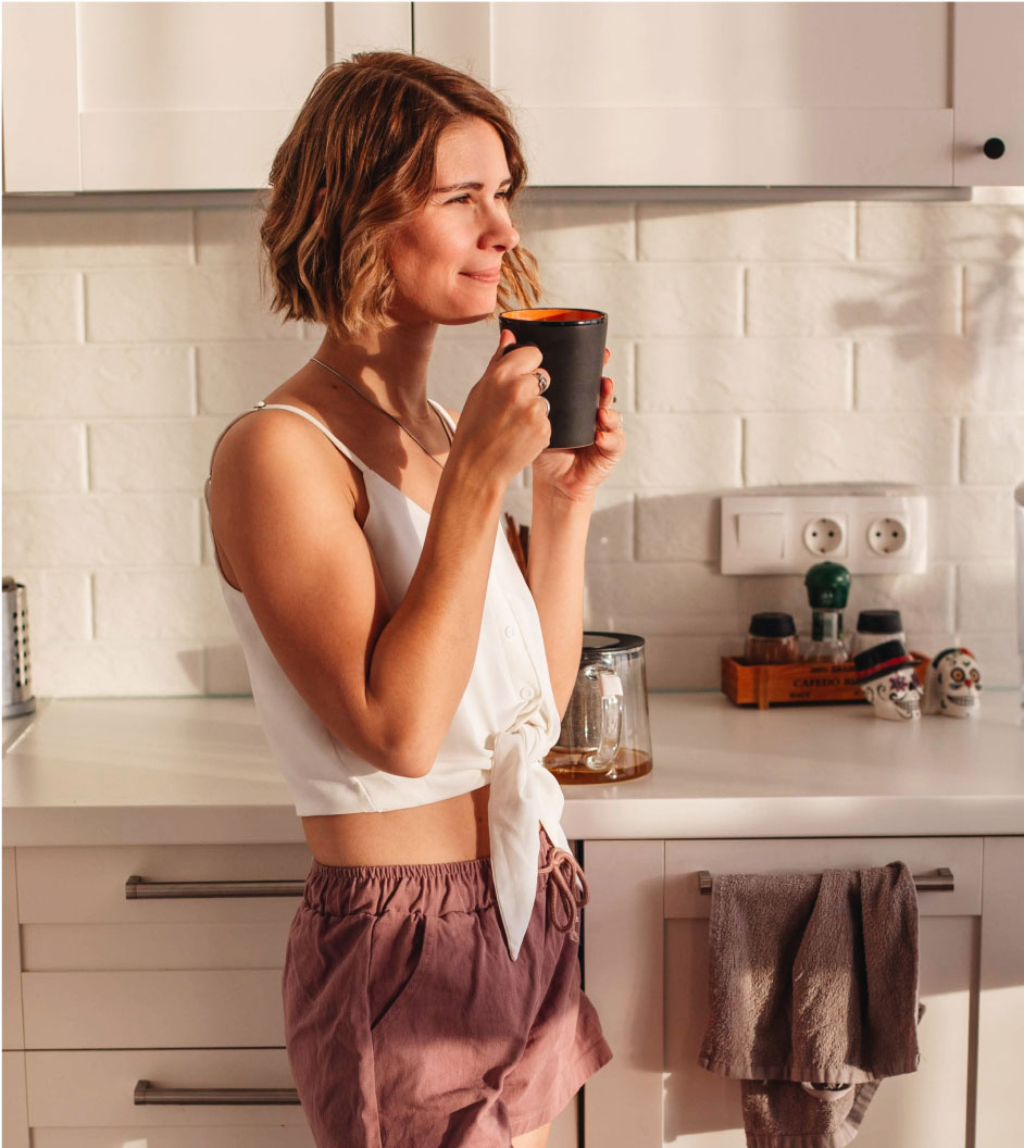 Woman drinking coffee info-2